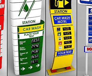 Gas station price sign totem low poly pack