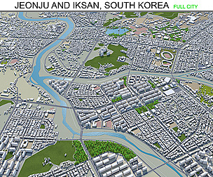 Jeonju and Iksan city South Korea 3d model 60km