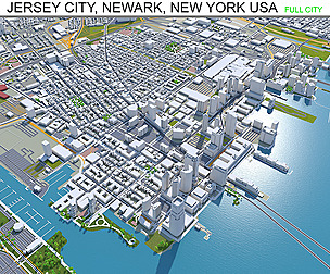 Jersey City Newark city New York 3d model 40km