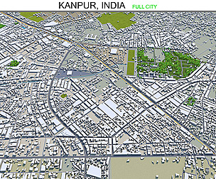 Kanpur city India 3d model 40km