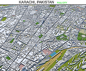 Karachi city Pakistan 3d model 150km