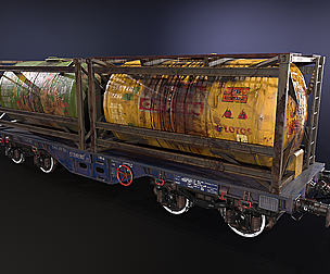 Stylized railway wagon with tanks
