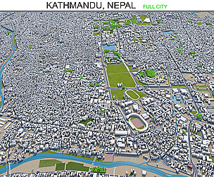 Kathmandu city Nepal 3d model 40km