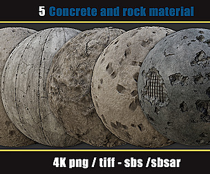 5 PBR concrete and rock material 4k