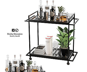 portable rolling home cocktail minibar cart