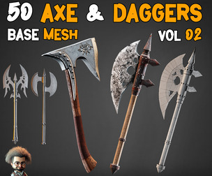 50 Axe & Daggers Base Mesh - VOL 02 ( Game Ready )