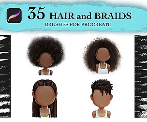Curly Hair  Braids Brushes Procreate