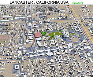 Lancaster  city California 3d model  70km