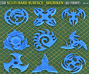 150 Hard Surface Shuriken  3d Print Ready