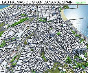 Las Palmas city Spain 3d model 40km