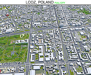 Lodz city Poland 3d model 80km