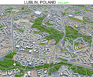 Lublin city Poland 3d model 40km
