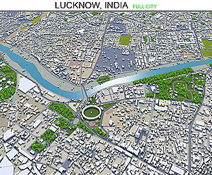 Lucknow  city India 3d model 50km