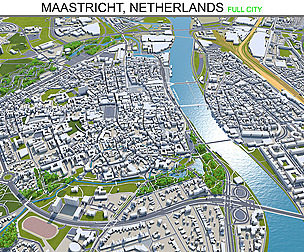Maastricht city Netherlands 3d model 50km