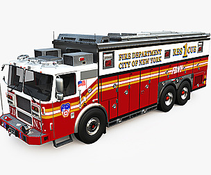 Fire Truck FDNY Rescue 1 with Interior