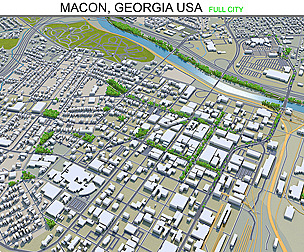 Macon city Georgia USA 3d model 50km
