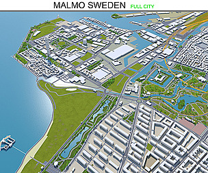 Malmo city Sweden 3d model 40km
