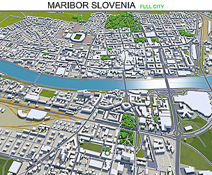 Maribor city Slovenia 3d  model 30km
