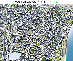 Maspalomas city Spain 3d model 30km
