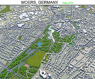 Moers city Germany 3d model 40km