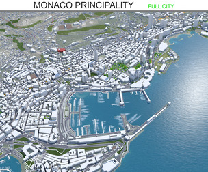 Monaco Principality city 3d model  20km