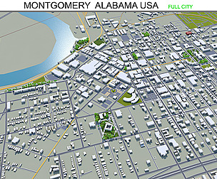 Montgomery Alabama city USA 3d model 60km