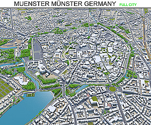 Muenster Münster city Germany 3d model 60km