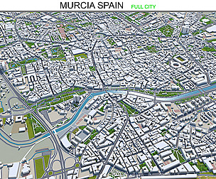 Murcia Cartagena city Spain 3d model 70km