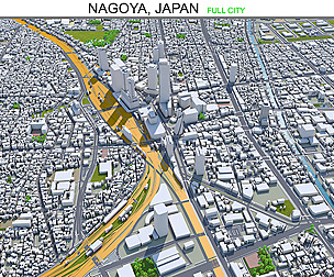 Nagoya city Japan 3d model 60km