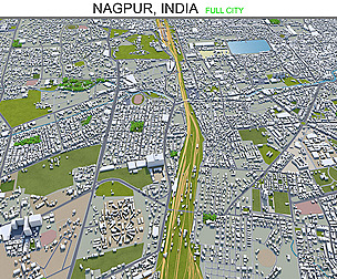 Nagpur city India 3d model 60km