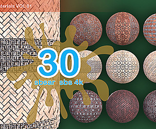 30 brick wall materials PBR 4k .SBS .SBSAR