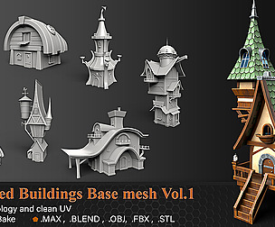 23 Stylized Buildings Base mesh Vol.1