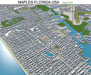 Naples city Florida USA 3d model 30km