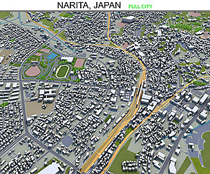 Narita city Japan 3d model 40km