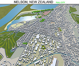 Nelson city New Zealand 3d model 40km