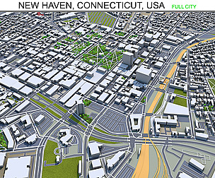 New Haven city Connecticut USA 3d model 30km