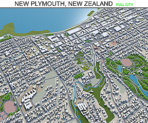 New Plymouth city New Zealand 3d model 30km