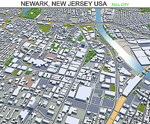 Newark city New Jersey 3d model 30km