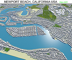 Newport Beach city California USA 3d model 30km