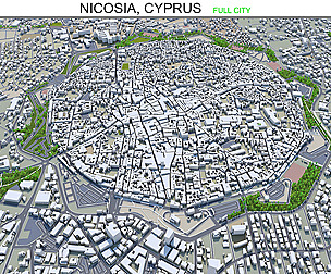 Nicosia city Cyprus 3d model 40km