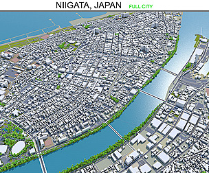 Niigata city Japan 3d model 70km