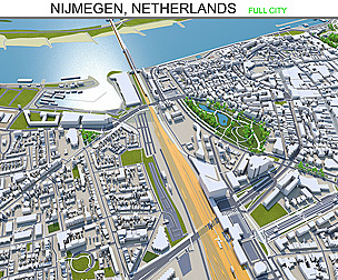 Nijmegen city Netherlands 3d model 40km