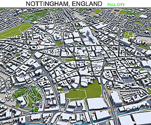 Nottingham city England 3d model 80km