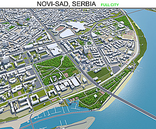 Novi Sad city Serbia 3d model 40km