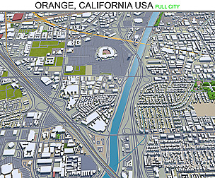Orange city California 3d model 40km