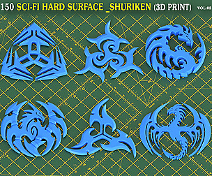 150 Hard Surface Shuriken 3d Print Ready