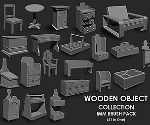 Wooden Object Collection IMM Brush Pack 21 in One