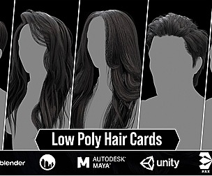 Low Poly Hair Cards (20 Male & Female Hair Models)