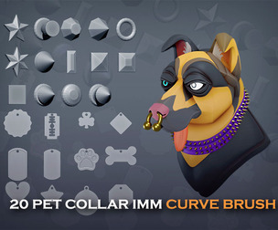 [New]🐶20 Pet Collar Brushes ZBRUSH IMM(Blender)📿