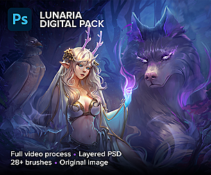 Lunaria. Full process (36h30m), PSD, brushes, PNG